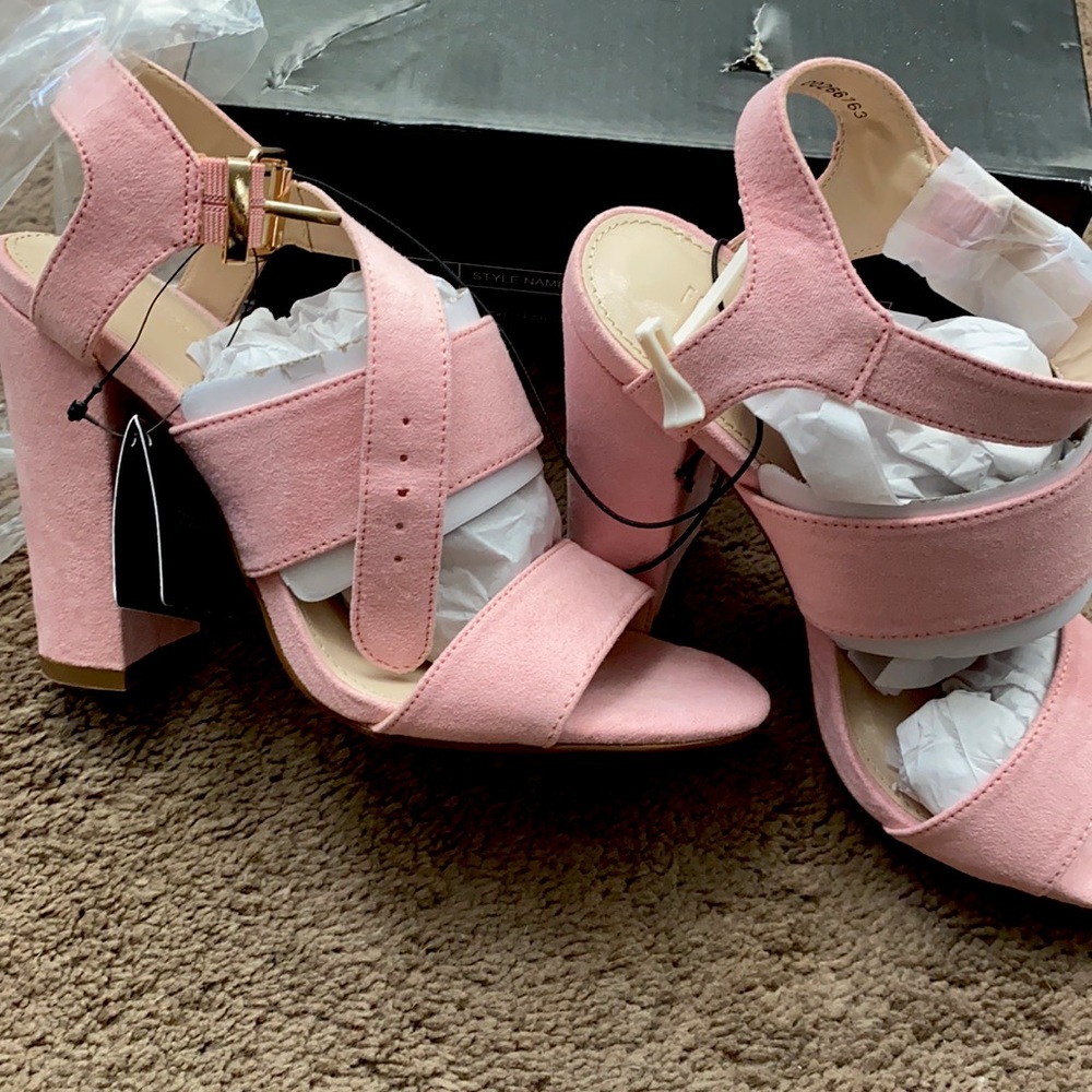 New pink faux suede sandal